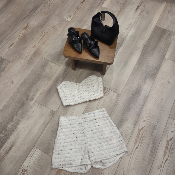 Misa Los Angeles "Astor" Winter White Tweed Bustier W/ A Zipper Backing & Lining - Picture 6 of 6